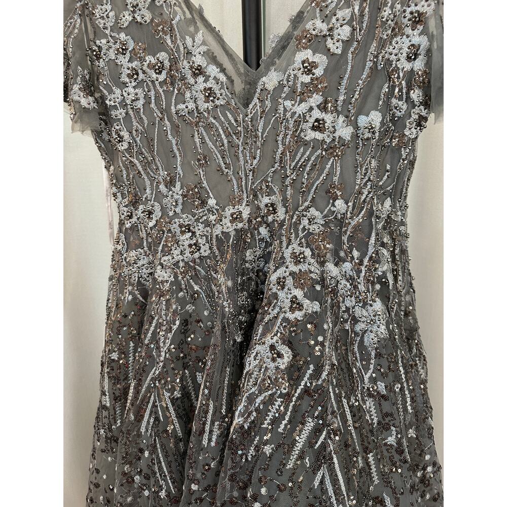 Mac Duggal Embellished Butterfly Fit Flare Tea-Length Dress Gray 20392 Sz 10 NWT - Picture 15 of 16